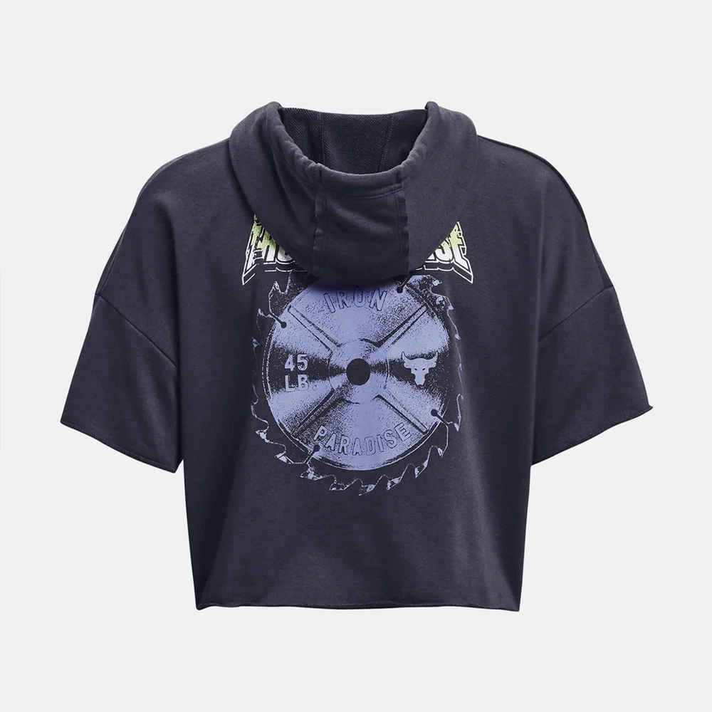 Under Armour Women's Project Rock Rival Terry Short Sleeve Hoodie